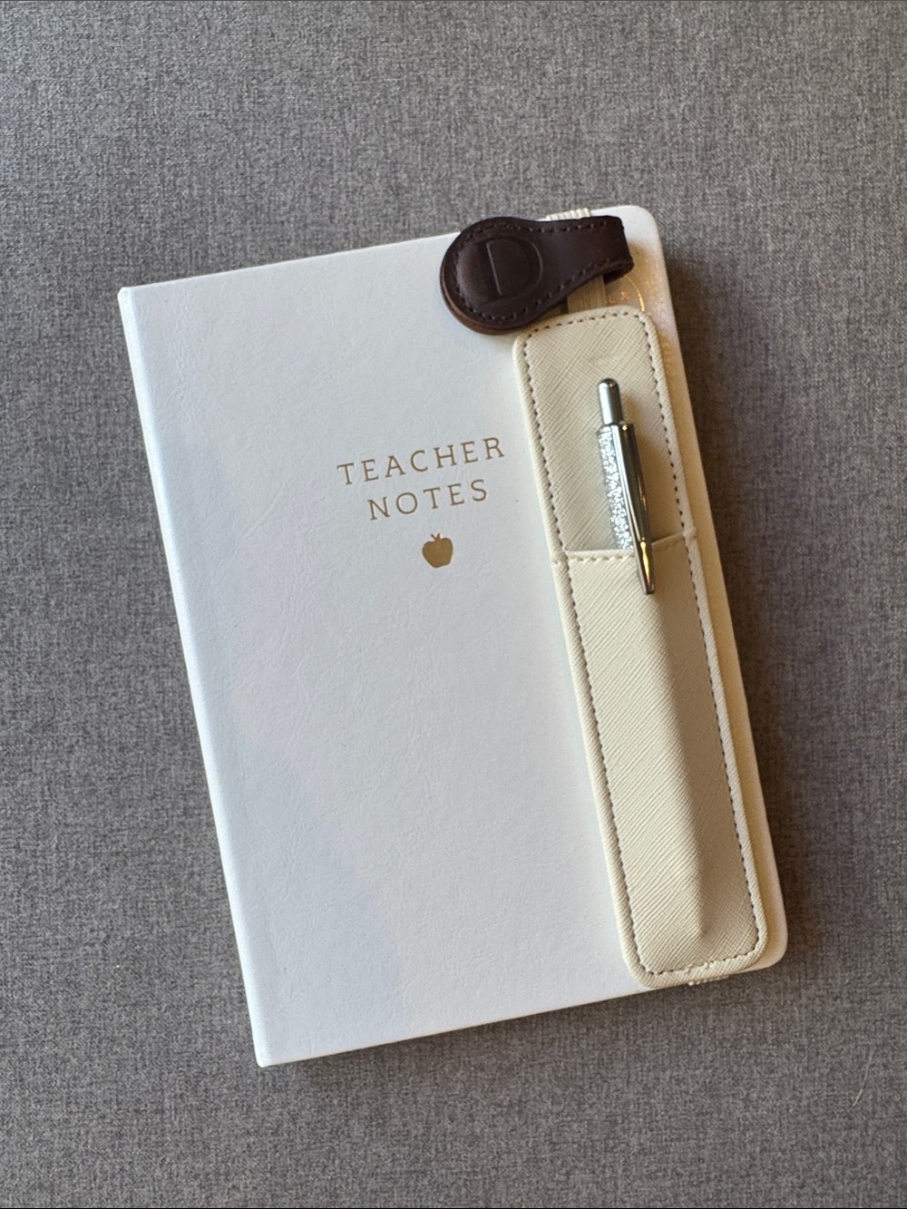 Teacher Notes Notebook with Cream Pen Sleeve